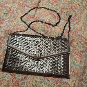 Urban Expressions vegan leather pewter clutch with removable strap